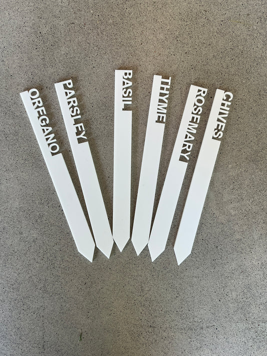 Herb Garden Indoor/Outdoor Plant Stakes | White Acrylic
