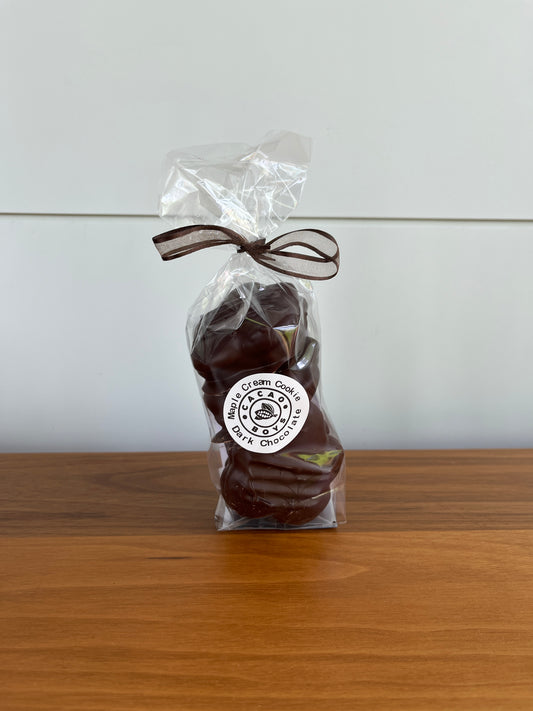 Dark Chocolate Dipped Maple Cream Cookies