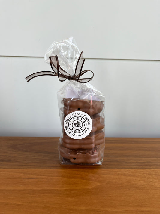 Milk Chocolate Dipped Maple Cream Cookies