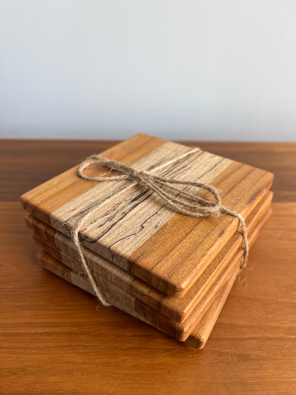 Square Wood Coasters with Cork Bottom | Made in Canada