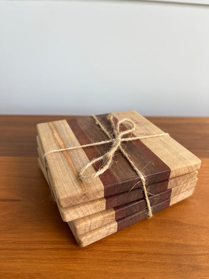 Square Wood Coasters with Cork Bottom | Made in Canada