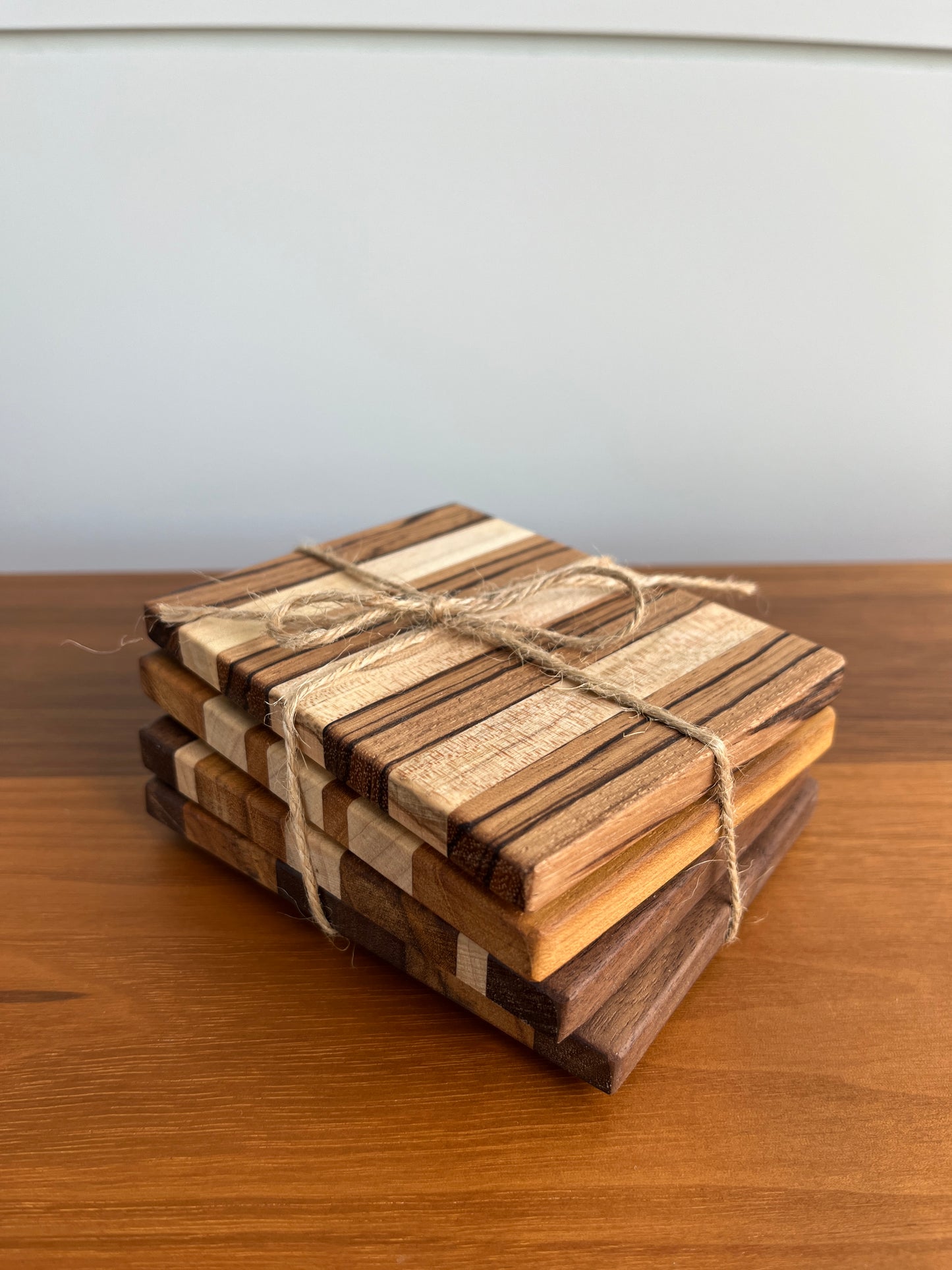 Square Wood Coasters with Cork Bottom | Made in Canada