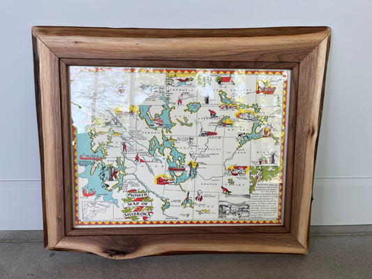 Framed Vintage Pioneer Map of Muskoka – 1954 by Jerrina Wells Kinton