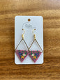 Hand-Beaded Triangle Earrings Floral