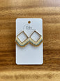 Square Hand-Beaded Stud Earrings