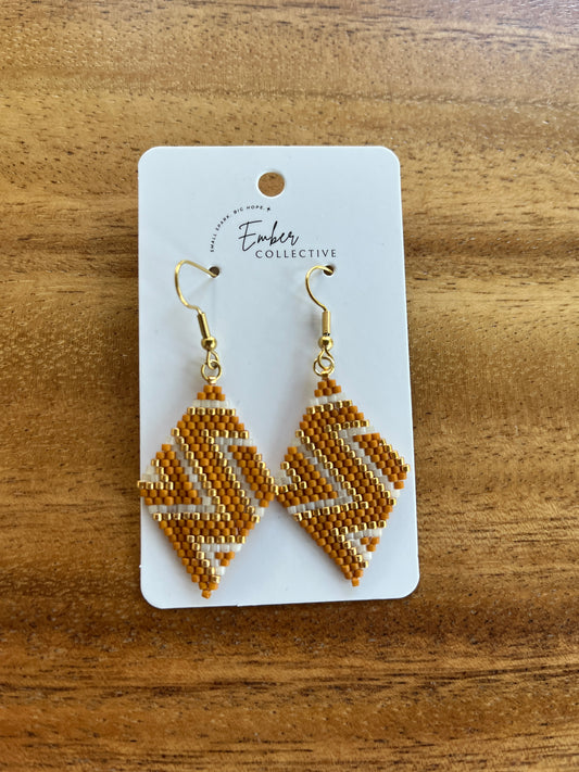 Medium Hand-Beaded Diamond Earrings