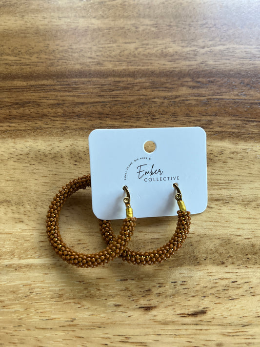 Hand-beaded Hoop Earrings