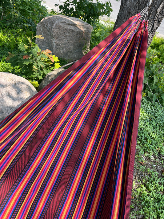 Handwoven Cotton Hammock | Red Sunrise