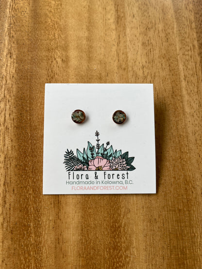 Round Stud Earrings with Preserved Flowers | Assorted Colours