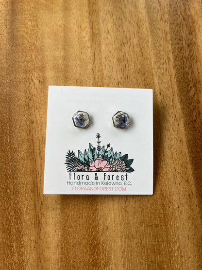 Clous d'oreilles hexagonaux | Silver Nature