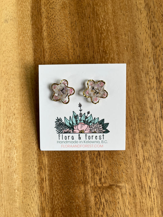 Clous d'oreilles hexagonaux | Sirène en or rose