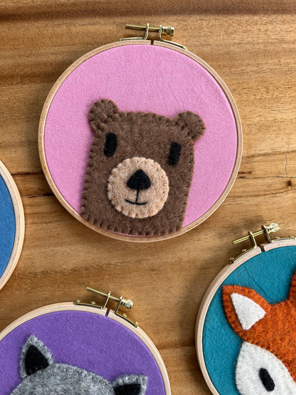 Bear Felt Embroidery Craft Kit – DIY Animal Art for Kids