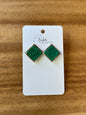 Square Hand-Beaded Stud Earrings