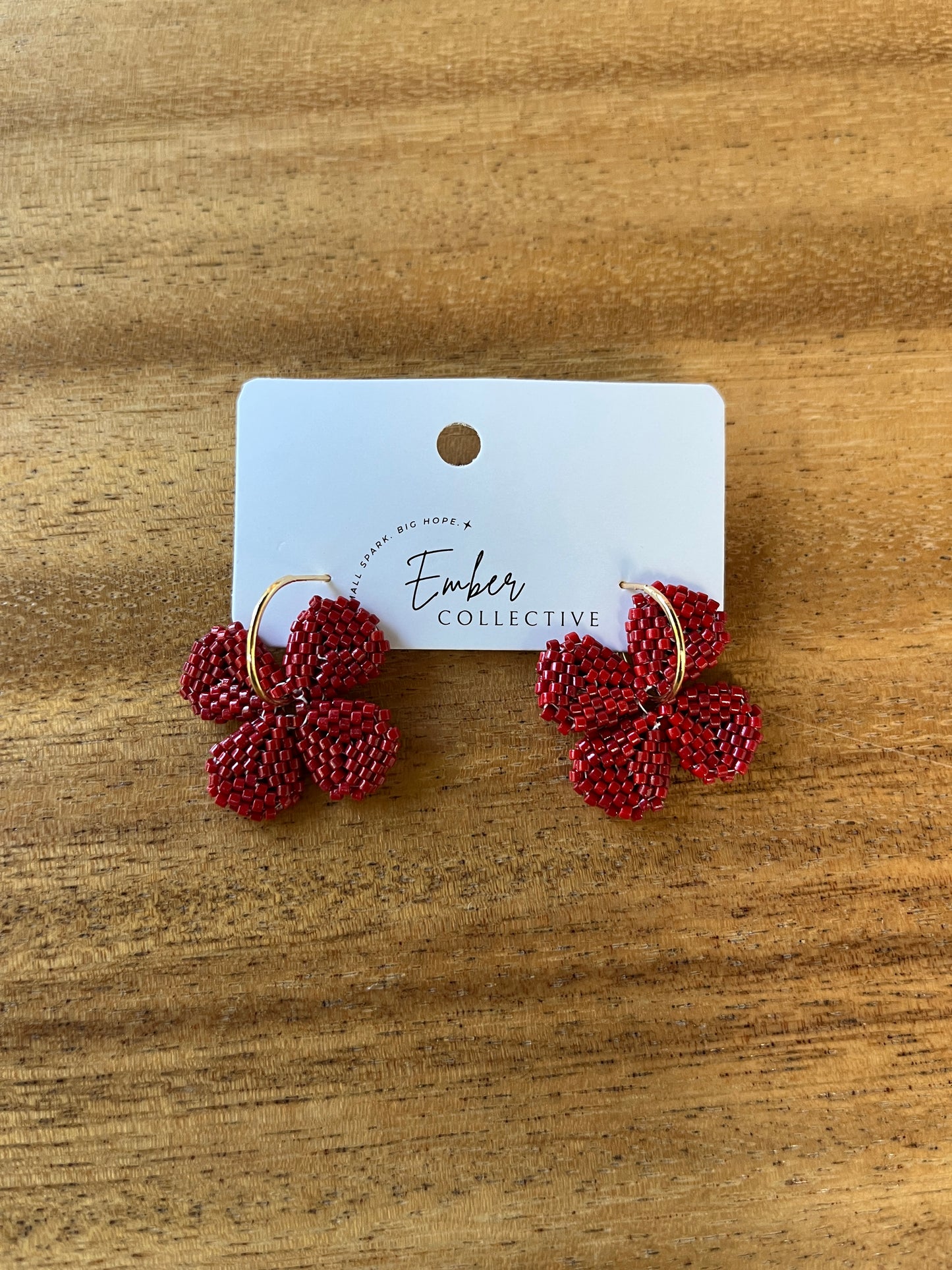 Small Hand-Beaded Flower Hoop Earrings