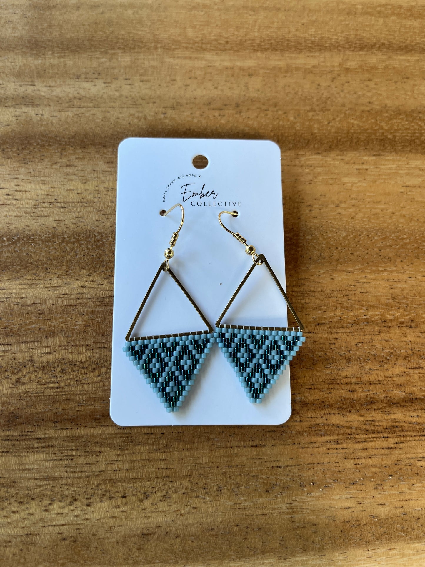 Hand-Beaded Triangle Earrings