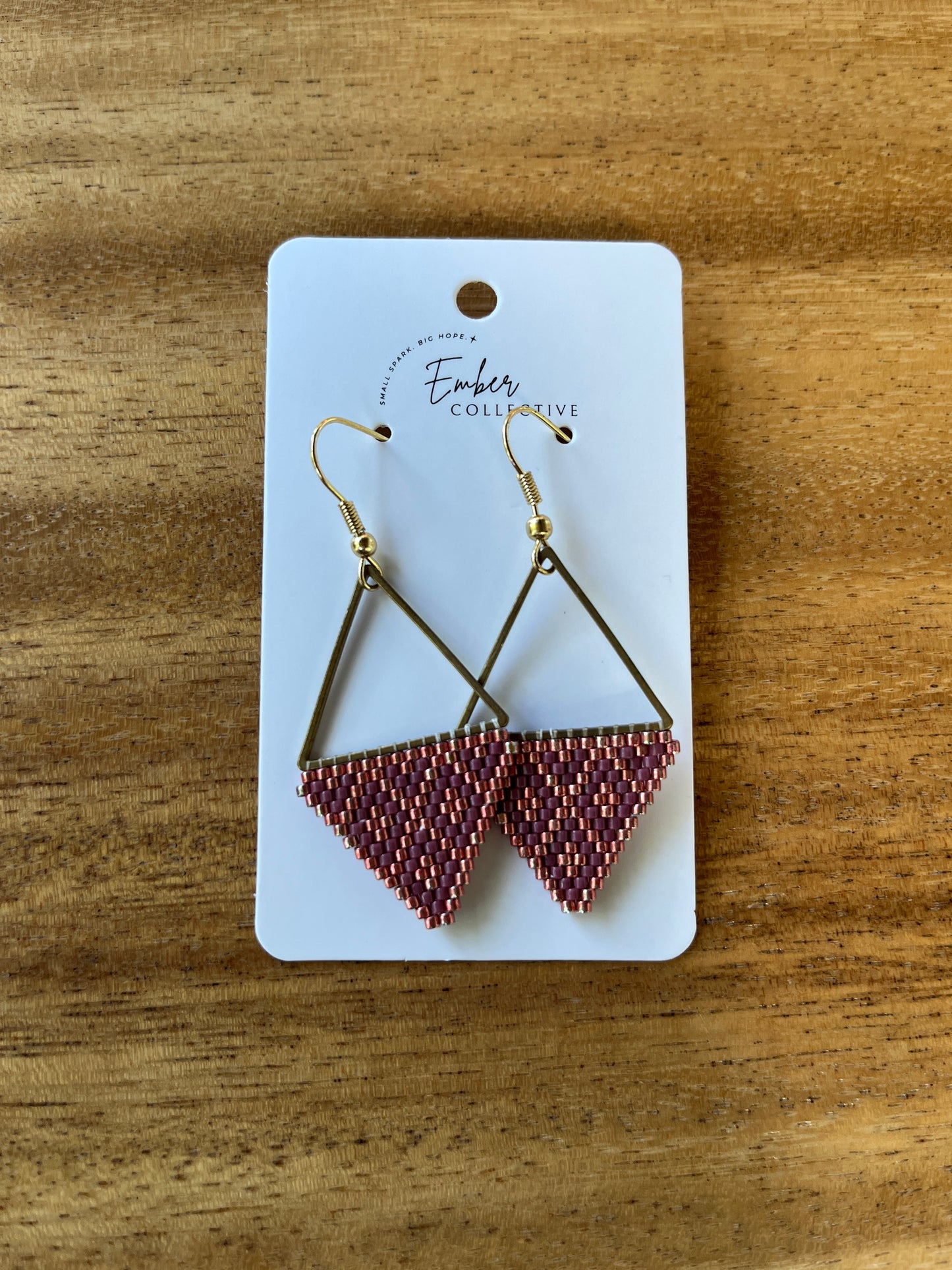 Hand-Beaded Triangle Earrings