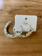 Large Hand-Beaded Open Hoop Earrings