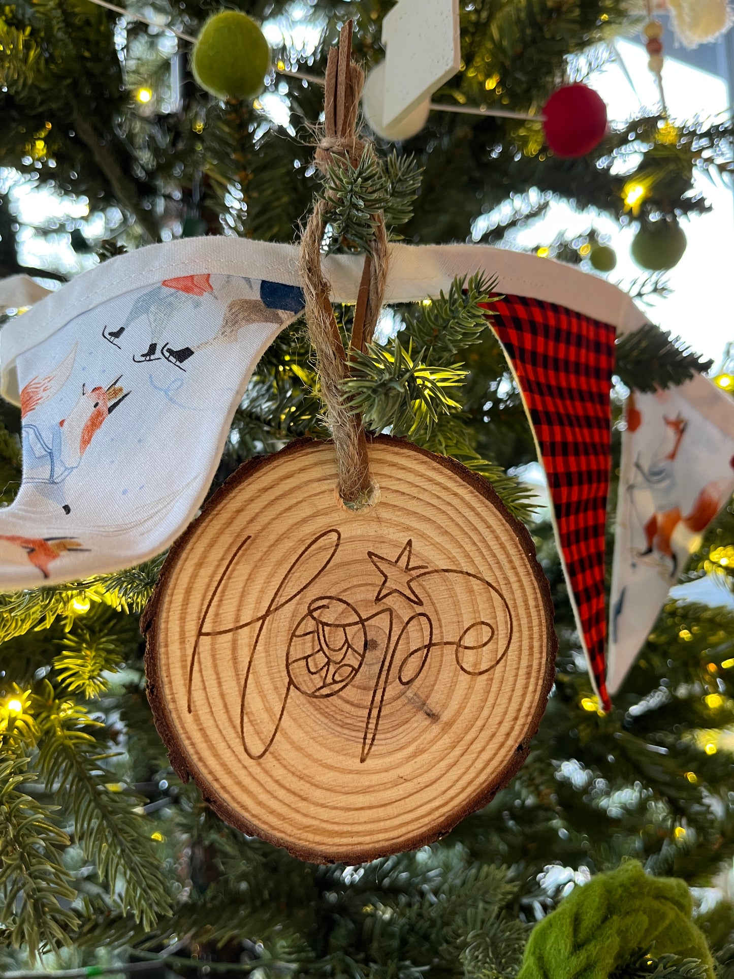 Wood Slice Ornament | Hope