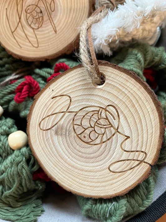 Wood Slice Ornament | Joy