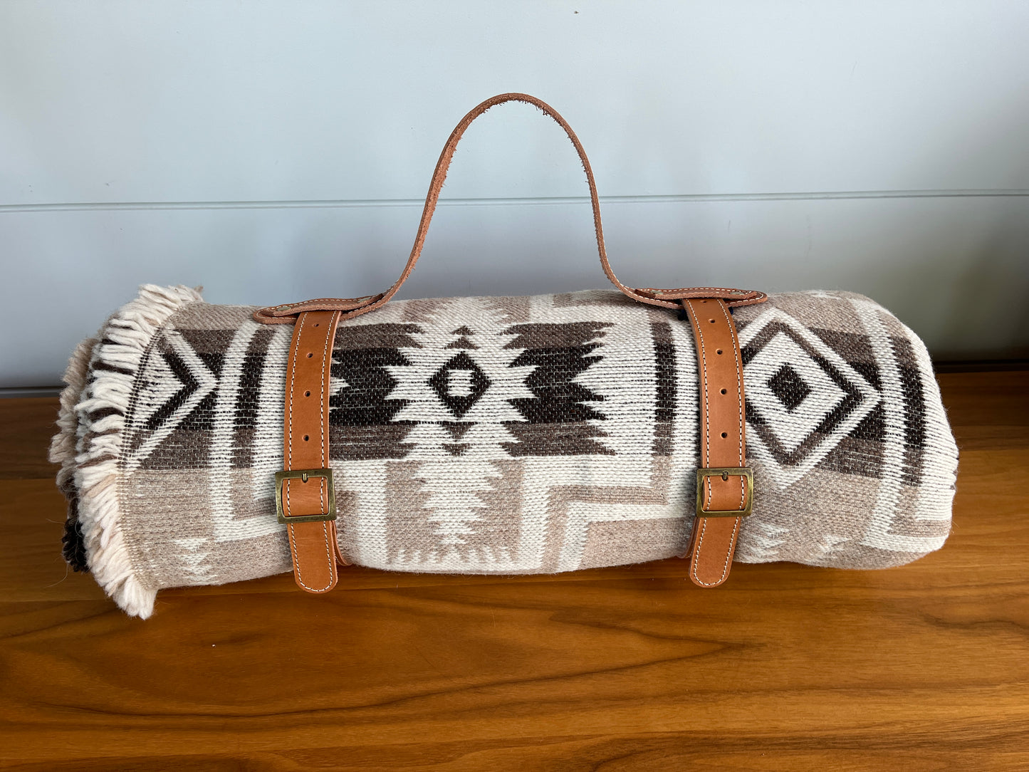 Wool & Alpaca Blanket with Leather Strap