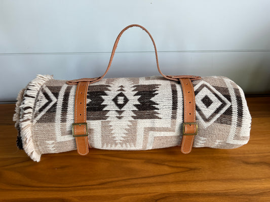 Wool & Alpaca Blanket with Leather Strap
