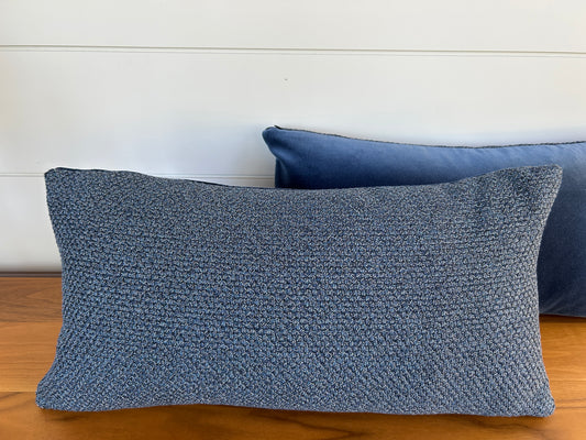 Pair of Lumbar Pillows | Navy Knit Weave