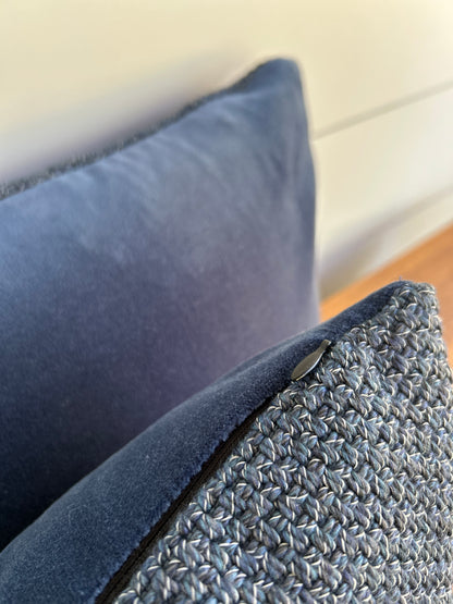 Pair of Lumbar Pillows | Navy Knit Weave