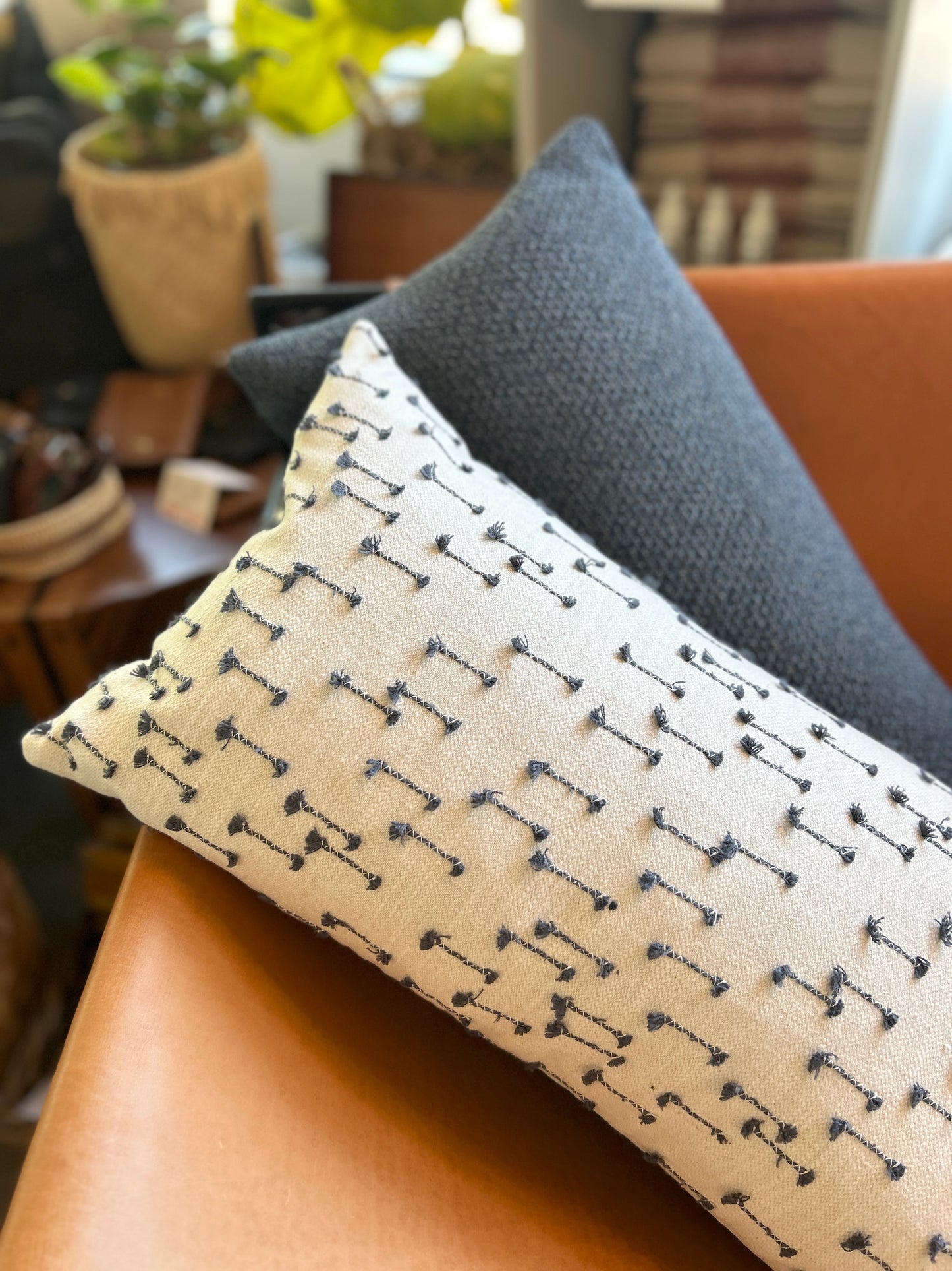 Pair of Lumbar Pillows | Boho Navy