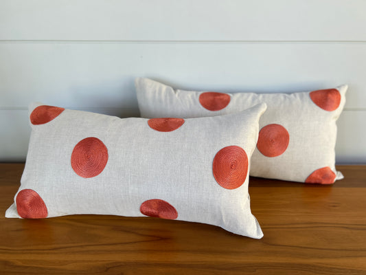 Pair of Lumbar Pillows | Persimmon Dots
