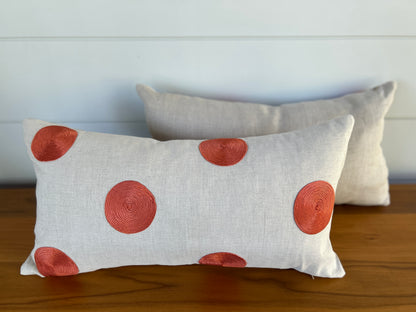 Pair of Lumbar Pillows | Persimmon Dots