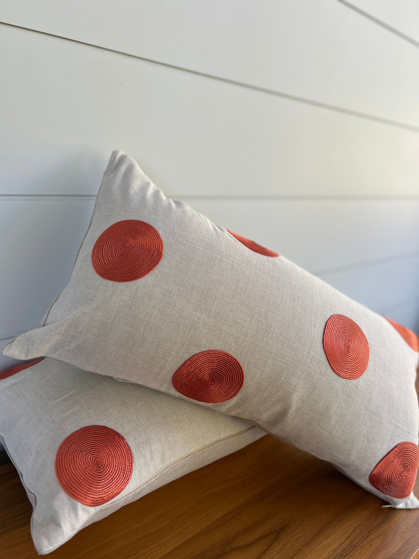 Pair of Lumbar Pillows | Persimmon Dots