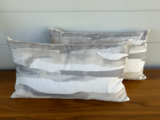 Pair of Lumbar Pillows | Waves of Grey