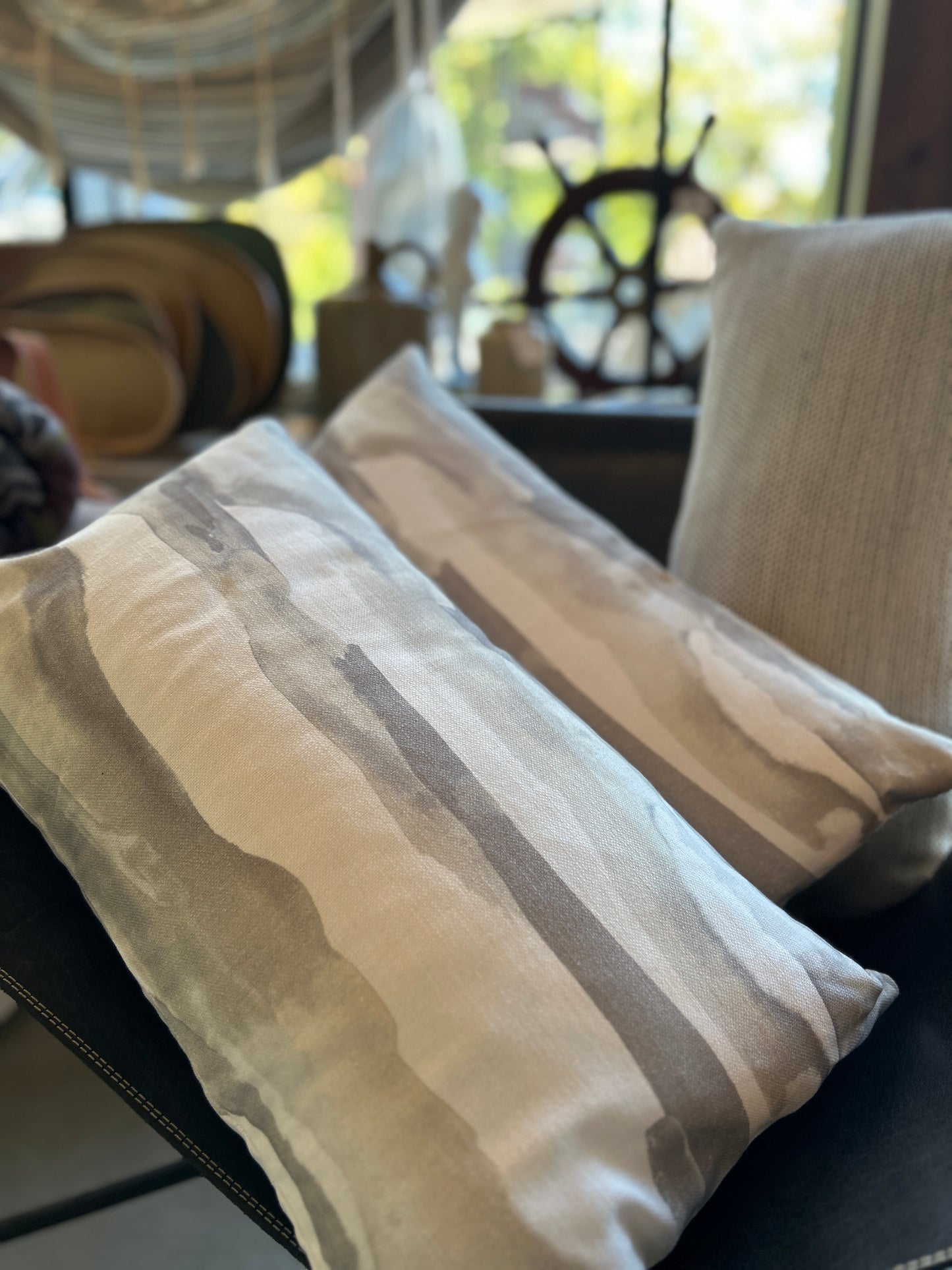 Pair of Lumbar Pillows | Waves of Grey