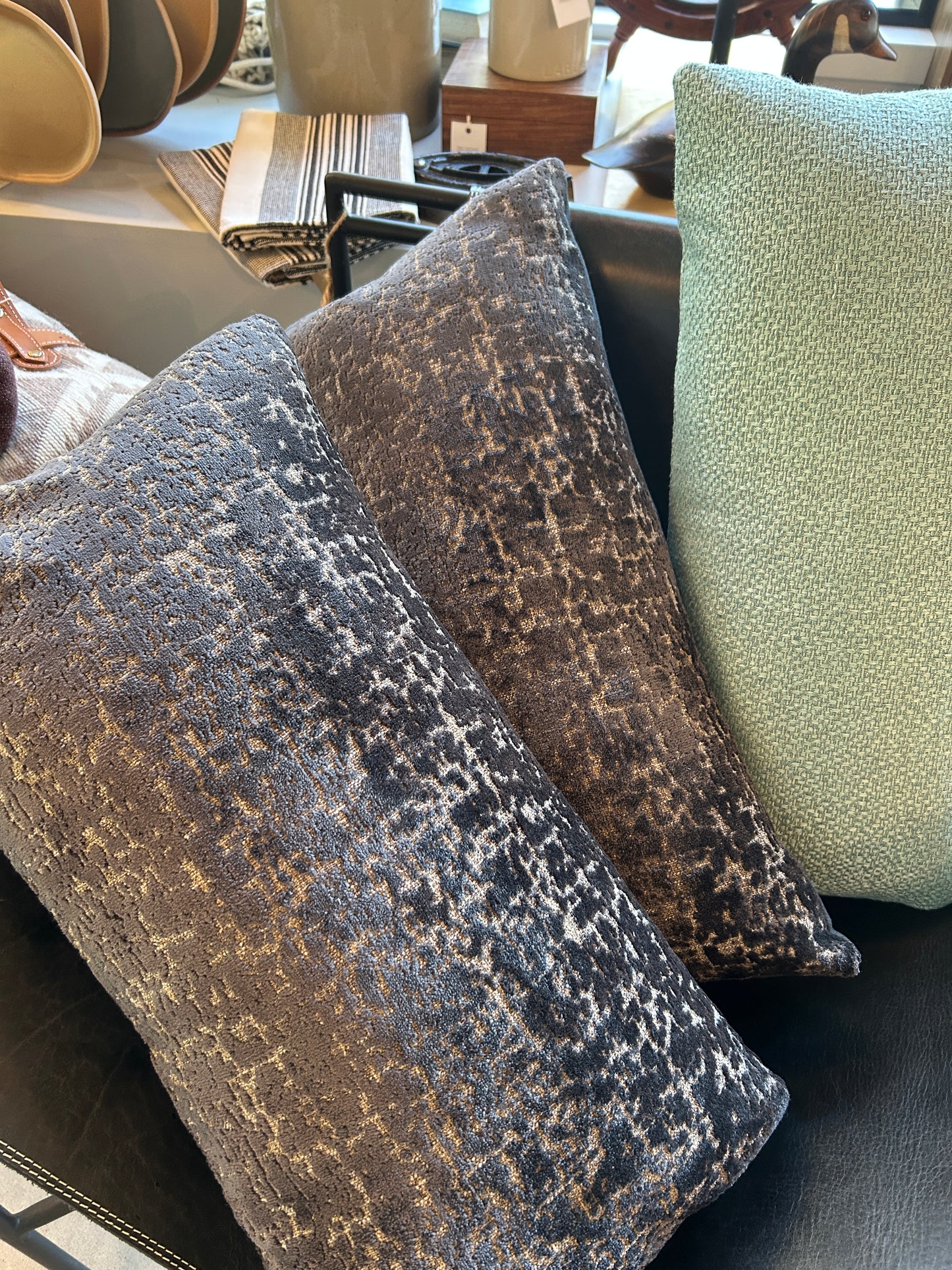 Pair of Lumbar Pillows | Charcoal Moss