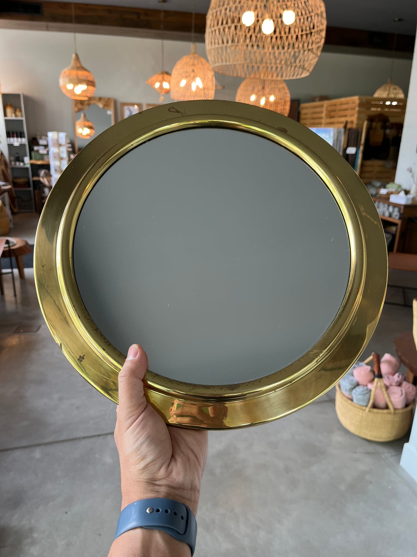 Round Brass Vintage Mirror | Lombard England