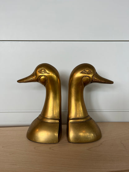 Vintage Duck Bookends  | Brass