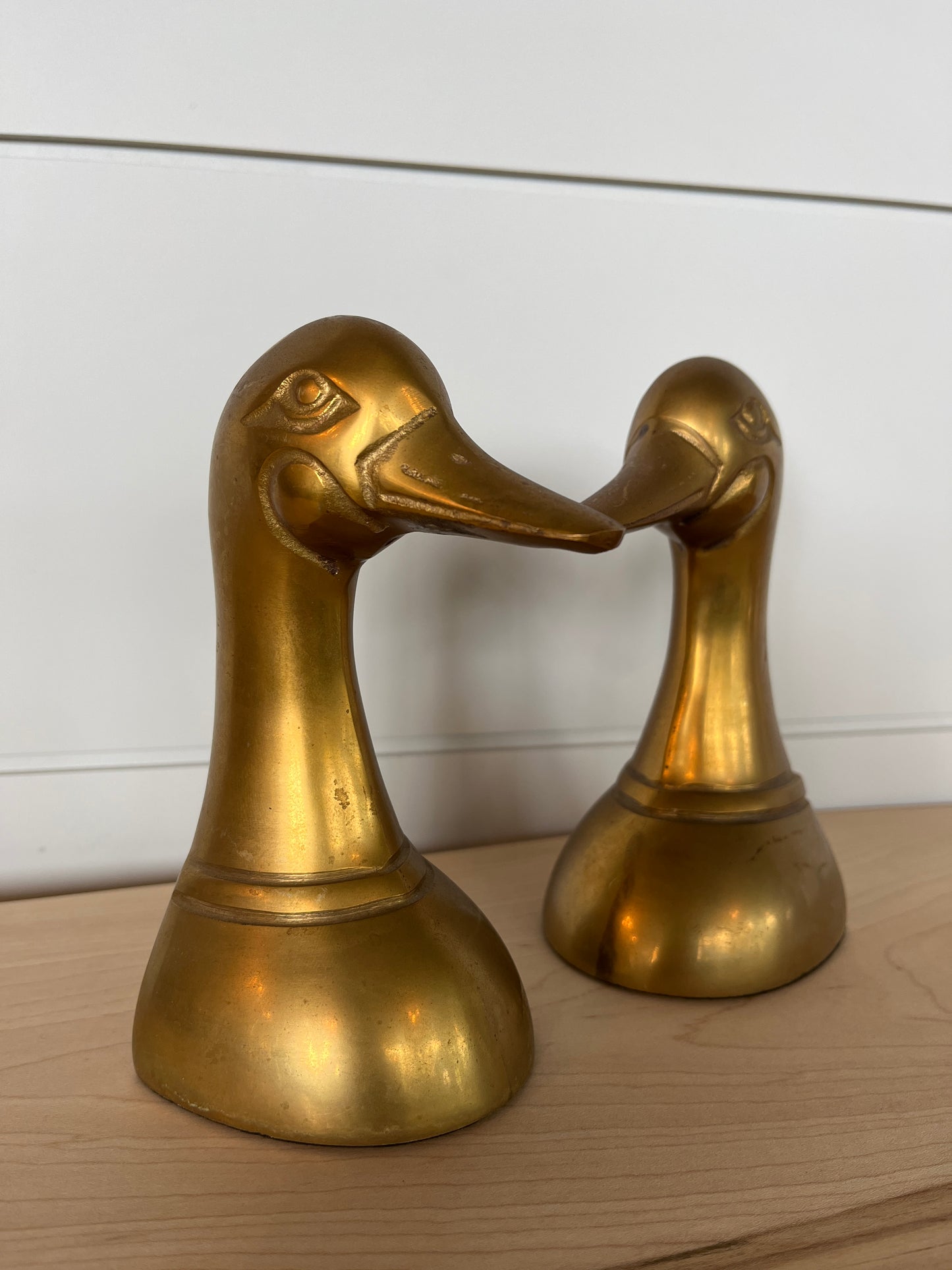 Vintage Duck Bookends  | Brass