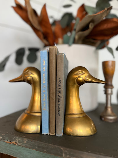 Serre-livres vintage en forme de canard | Laiton