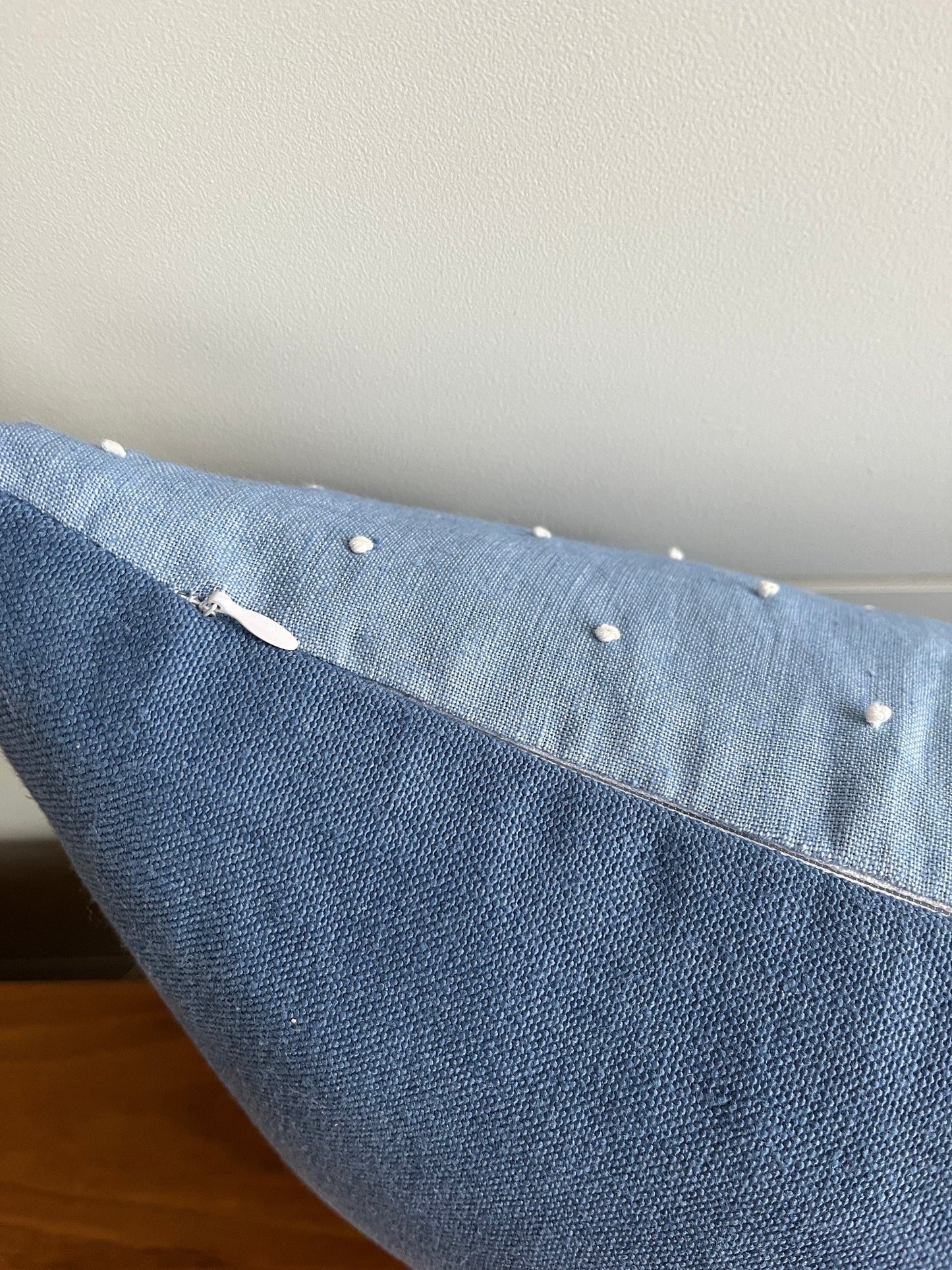 Lumbar Pillow | Blue Linen French Knot