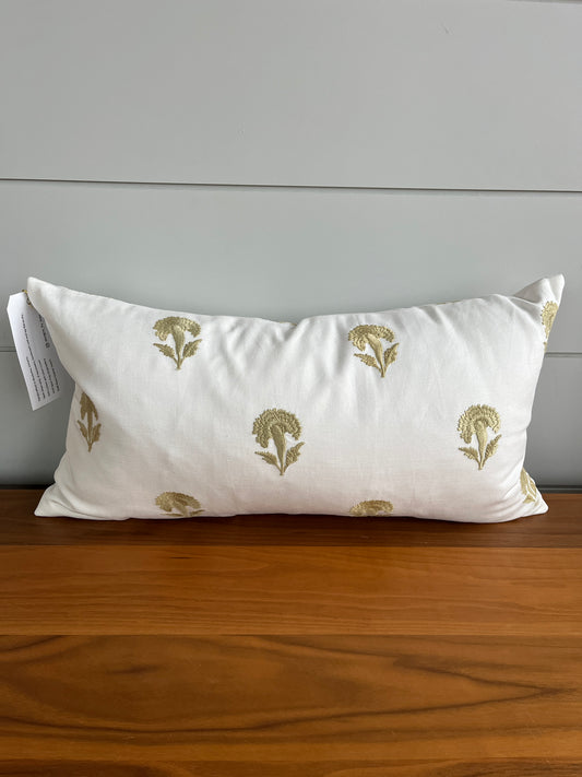 Lumbar Pillow | Embroidered Chartreuse