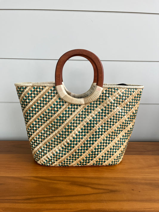 Pandan Bayong Purse | Natural with Emerald