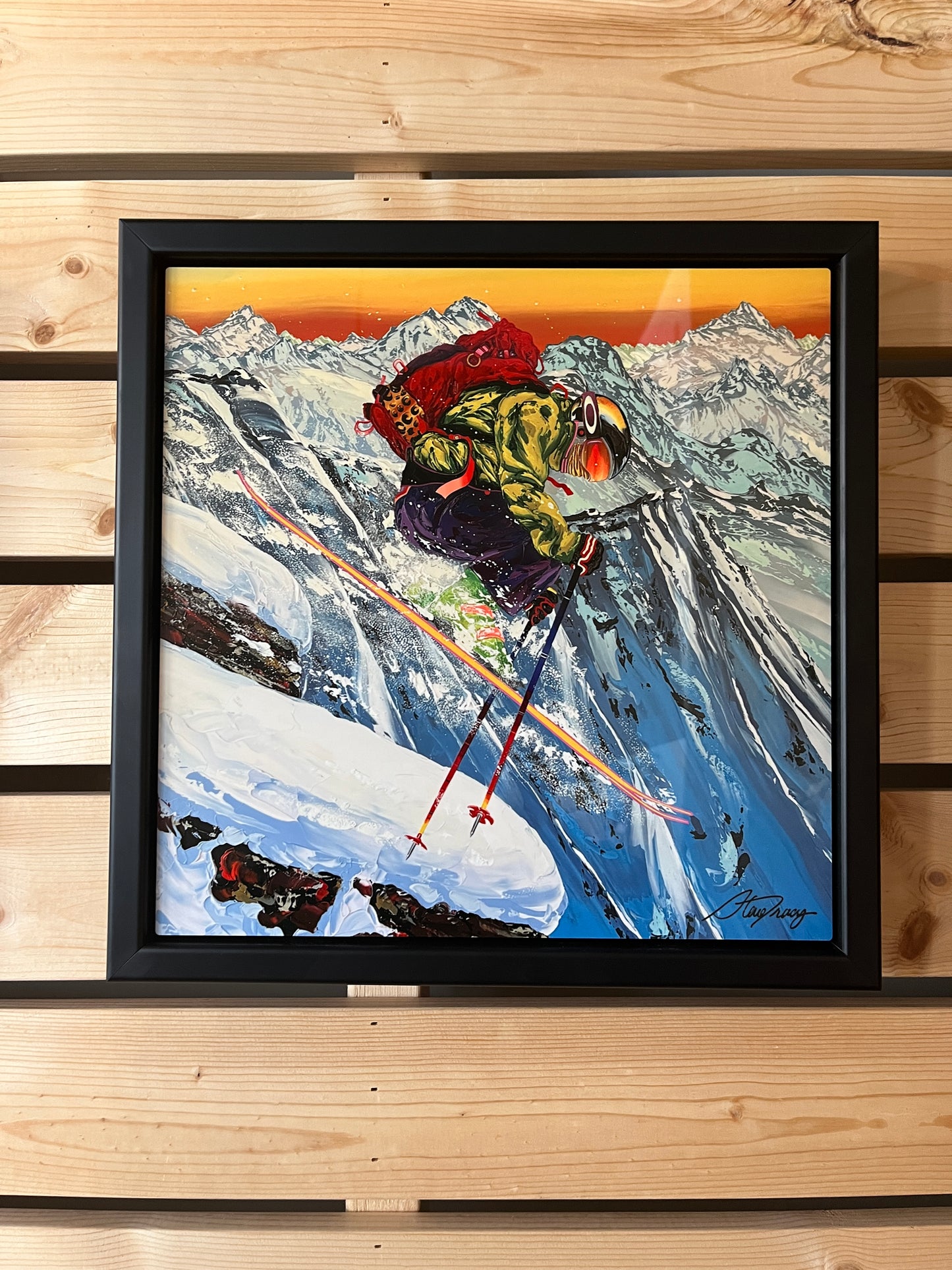 Extreme Skier | Framed 12 x 12 Print on Metal by Steve Tracy