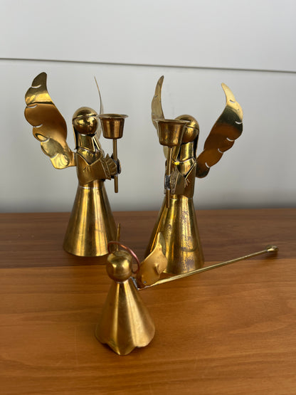 Vintage Brass Angel Candle Holder Set