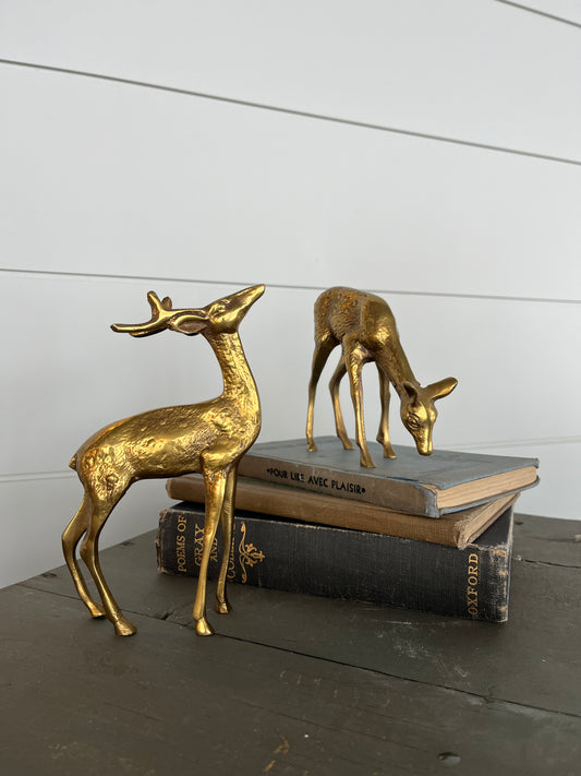 Pair of Brass Deer | Mid-Century Vintage Decor