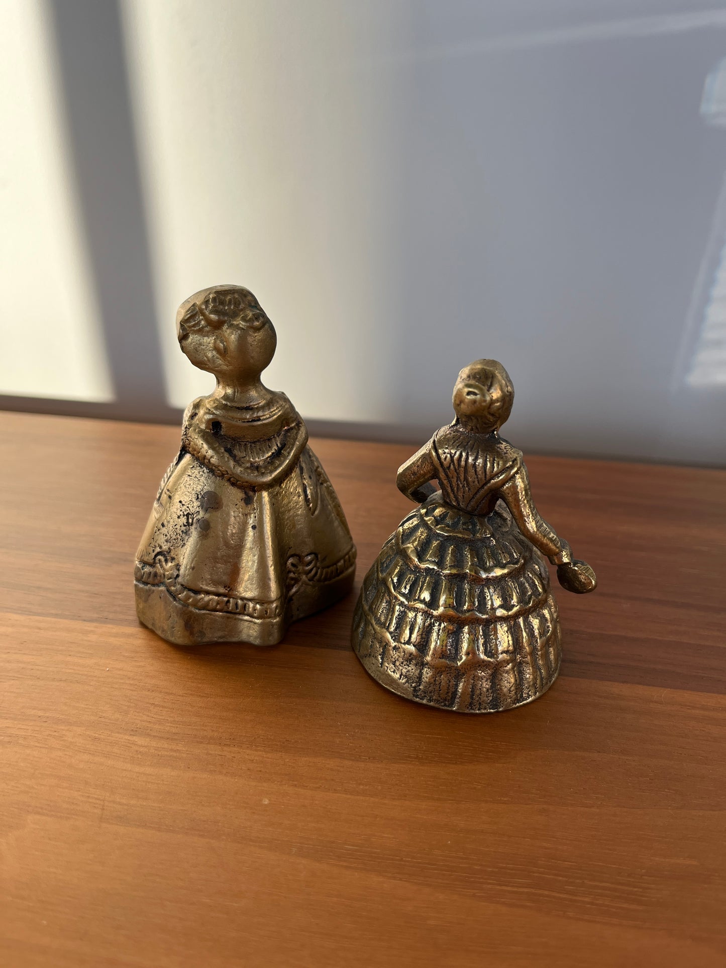 Vintage Brass Bell | Victorian Lady with Flowers