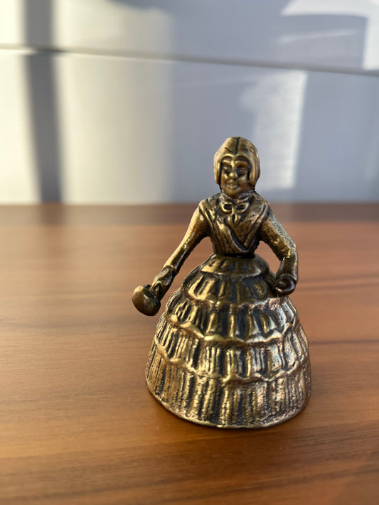 Vintage Brass Bell | Victorian Lady with Purse