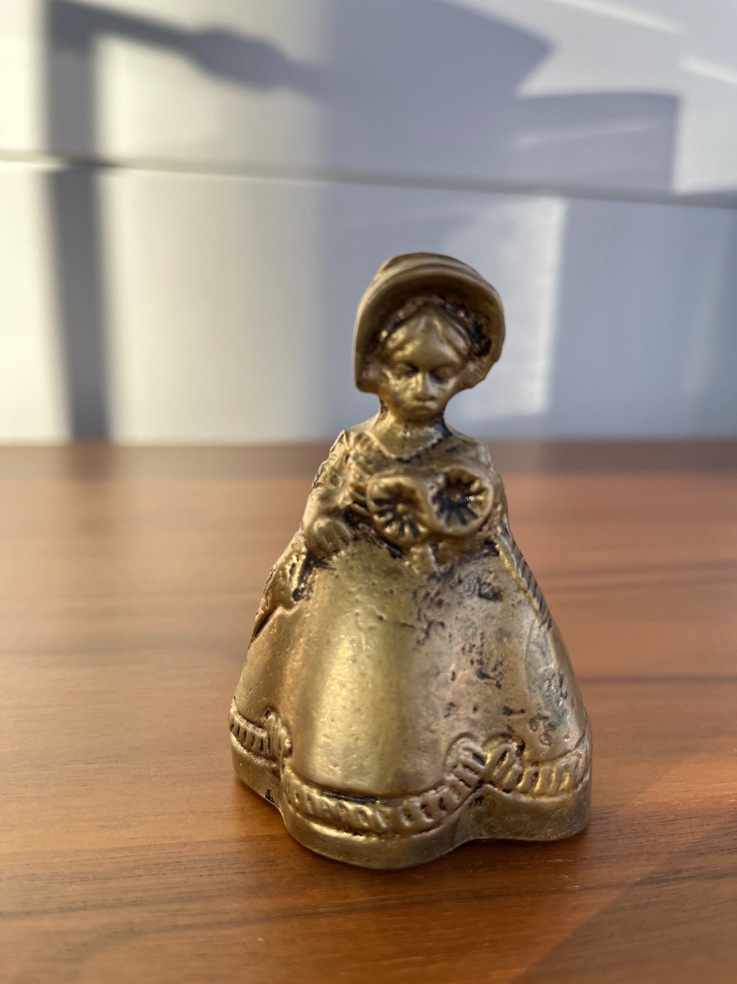 Vintage Brass Bell | Victorian Lady with Flowers