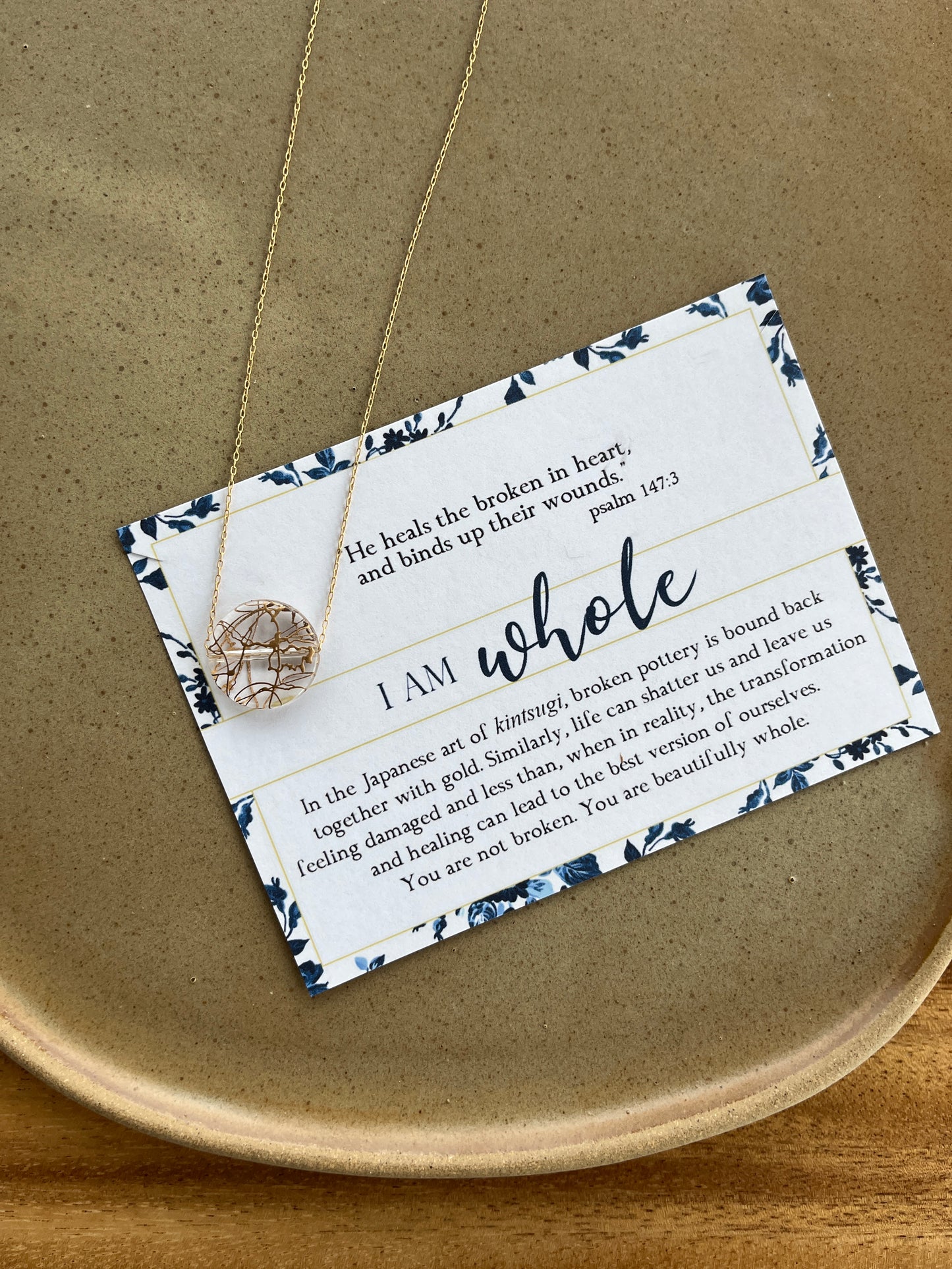 Kintsugi-inspired "I am whole" necklace | Clear circle