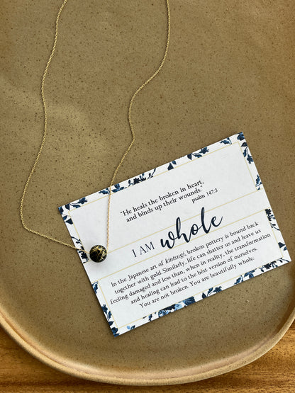 Kintsugi-inspired "I am whole" necklace | Black sphere