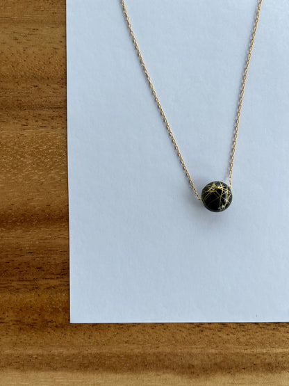 Kintsugi-inspired "I am whole" necklace | Black sphere